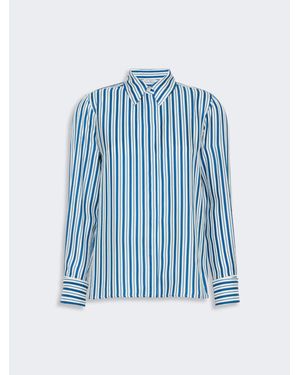 Max Mara Gestreifte Buse Aus Bedruckter - Blau