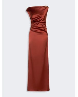 Max Mara Vestido Largo De Satén Elástico - Rojo