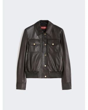 Max Mara Jacke Aus Leder - Schwarz