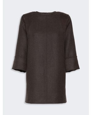 Max Mara Vestido Corto De Franela De Lana - Gris