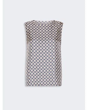 Max Mara Top Aus Bedruckter Seide - Weiß