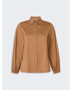 Max Mara Camisa De Popelina De Mezcla De Algodón - Marrón