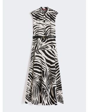 Max Mara Hemdblusenkleid Aus Bedruckter Popeline - Weiß