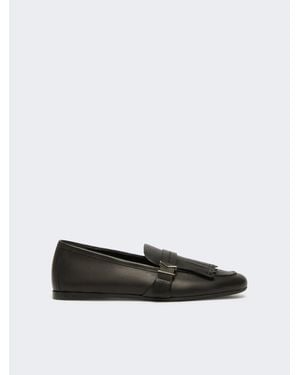 Max Mara Loafer Aus Leder Mit Fransen - Weiß