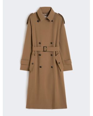 Max Mara Trenchcoat Aus Wasserabweisender Wollgabardine - Natur