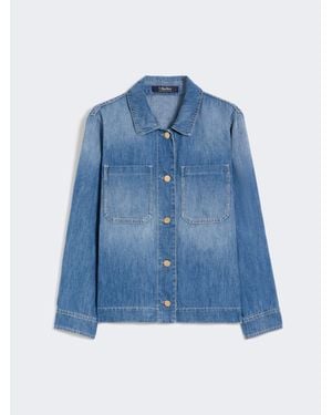 Max Mara Jacke Aus Baumwoll-Denim Und Leinen - Blau