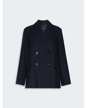 Max Mara Veste À Double Boutonnage En Laine À Fines Rayures - Bleu
