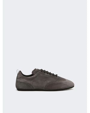 Max Mara Flache Sneaker Aus Spaltleder - Weiß