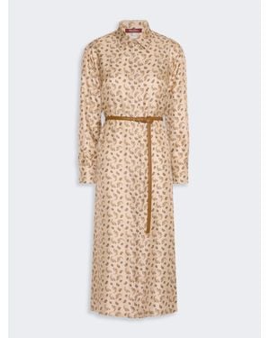 Max Mara Hemdblusenkleid Aus Seide - Natur
