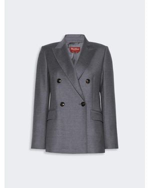 Max Mara Blazer De Franela De Lana Con Cierre Cruzado De Doble Botón - Gris