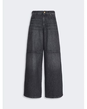 Max Mara Gerade Geschnittene Jeans Aus Baumwolldenim - Grau