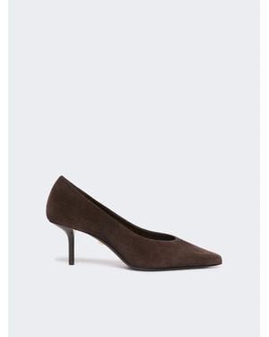 Max Mara Pumps Aus Kalbs-Spaltleder - Weiß