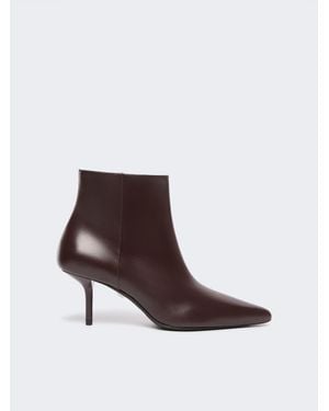 Max Mara Stiefeletten Aus Glattleder - Braun