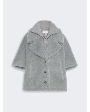 Max Mara Cape En Tissu Teddy De Laine Et D'Alpaga - Gris