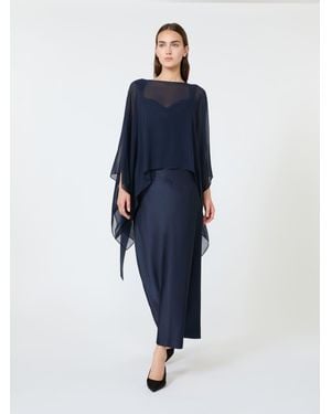 Max Mara Crop-Cape Aus Seidengeorgette - Blau