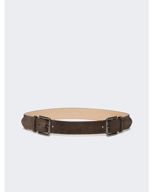 Max Mara Ledergürtel Mit Nieten - Weiß