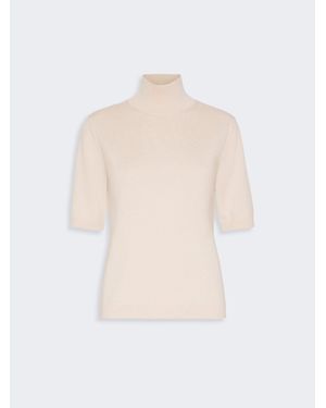Max Mara Rollkragenpullover Aus Wolle - Weiß