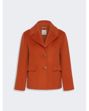 Max Mara Einreihige Jacke Aus Wollloden - Orange