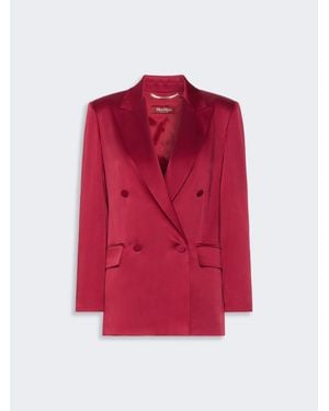Max Mara Doppelreihiger Blazer Aus Envers-Satin - Rot