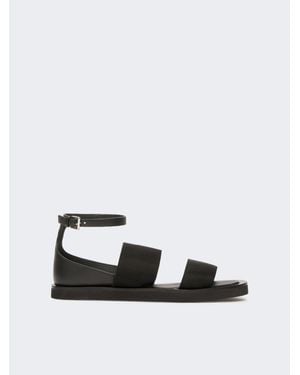 Max Mara Flache Sandalen Aus Leder Und Elastischem Band - Weiß