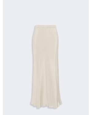 Max Mara Langer Rock Aus Crêpe De Chine-Seide - Weiß