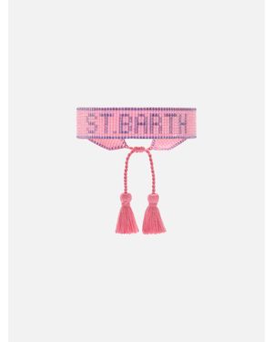 MC2 Saint Barth And Fabric Bracelet With St. Barth Beaded Lettering - Rosa
