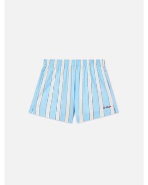 MC2 Saint Barth Light Striped Meave Cotton Shorts - Blu