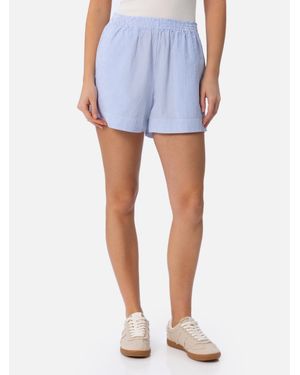 MC2 Saint Barth Meave – Pull-Up-Shorts Aus Seersucker-Baumwolle Mit Hellblauem Streifenmuster