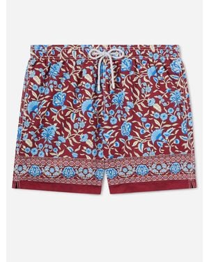 MC2 Saint Barth Gustavia Burgundy Swim Shorts With Floral Print - Rosso
