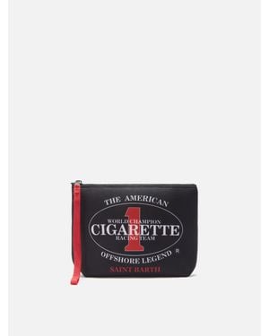 MC2 Saint Barth Aline Scuba Pouch With Cigarette Racing Team Embroidery - Bianco