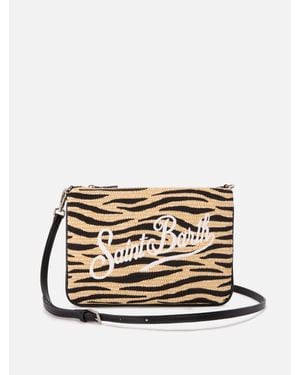 MC2 Saint Barth Parisienne Embroidered Zebra Pouch With Removable Strap - Multicolore