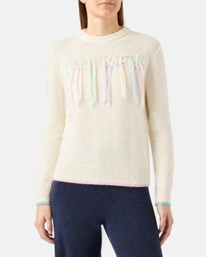 MC2 Saint Barth Gebürsteter Damenpullover Mit Saint Barth-Fransenstickerei - Weiß