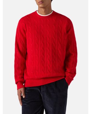 MC2 Saint Barth Crewneck Cable-Knit Sweater Regent - Rosso