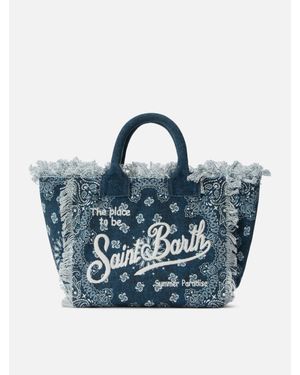 MC2 Saint Barth Light Canvas Colette Bag With Bandana Print - Blu