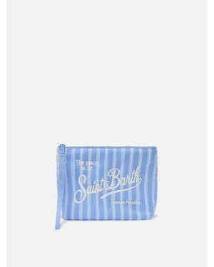 MC2 Saint Barth Aline Light And Wide Striped Cotton Pouch - Blu