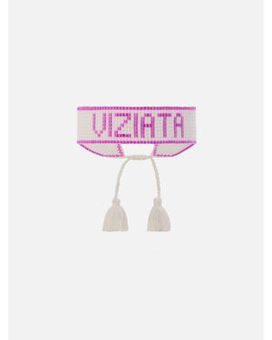 MC2 Saint Barth Fabric Bracelet With Viziata Beaded Lettering - Rosa