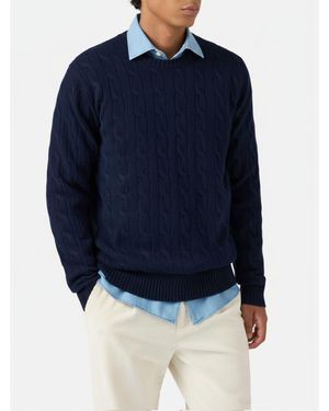 MC2 Saint Barth Crewneck Cable-Knit Sweater Regent - Blu