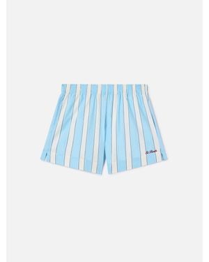 MC2 Saint Barth Light Striped Meave Cotton Shorts - Blu