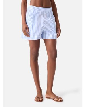 MC2 Saint Barth Light Striped Amani Cotton Shorts - Blu