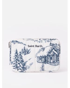 MC2 Saint Barth Wattiertes Tischetui Mit Toile De Jouy-Aufdruck - Blau