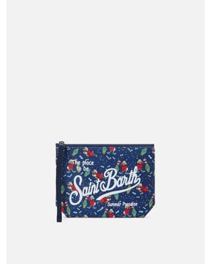 MC2 Saint Barth Aline Scuba Pouch With Scrooge Watch Print - Blu