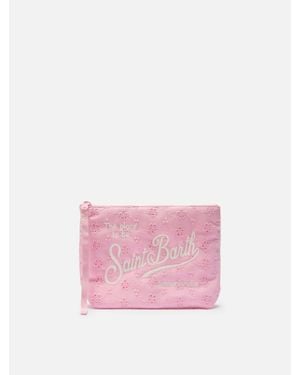 MC2 Saint Barth Aline Broderie Anglaise Cotton Pouch - Rosa