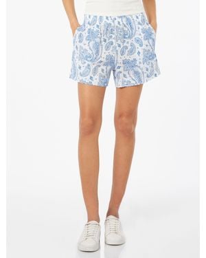 MC2 Saint Barth Paisley Linen Pull Up Shorts Meave - Blau