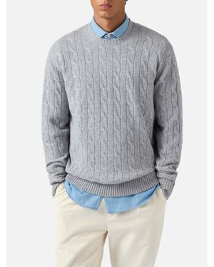 MC2 Saint Barth Crewneck Cable-Knit Sweater Regent - Grigio