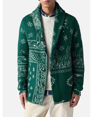 MC2 Saint Barth Herren-Strickjacke Mit Bandana-Print - Grün