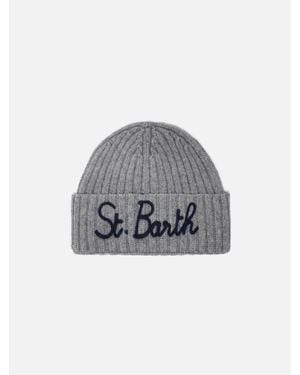 MC2 Saint Barth Melange Wengen Rib-Knit Beanie With Logo Embroidery - Grigio