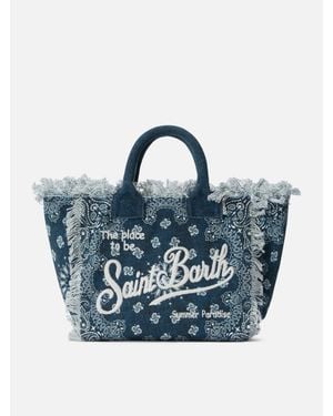 MC2 Saint Barth Light Canvas Colette Bag With Bandana Print - Blu