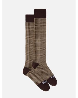 MC2 Saint Barth Sox Socks With Prince Of Wales Jacquard - Marrone