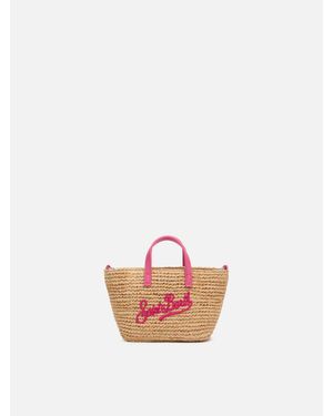 MC2 Saint Barth Raffia City Micro Tasche Mit Saint Barth Stickerei - Pink