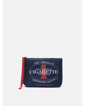 MC2 Saint Barth Aline Scuba Pouch With Cigarette Racing Team Embroidery - Blu